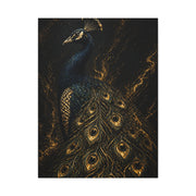 Black and Gold Regal Peacock Wall Art & Canvas Print