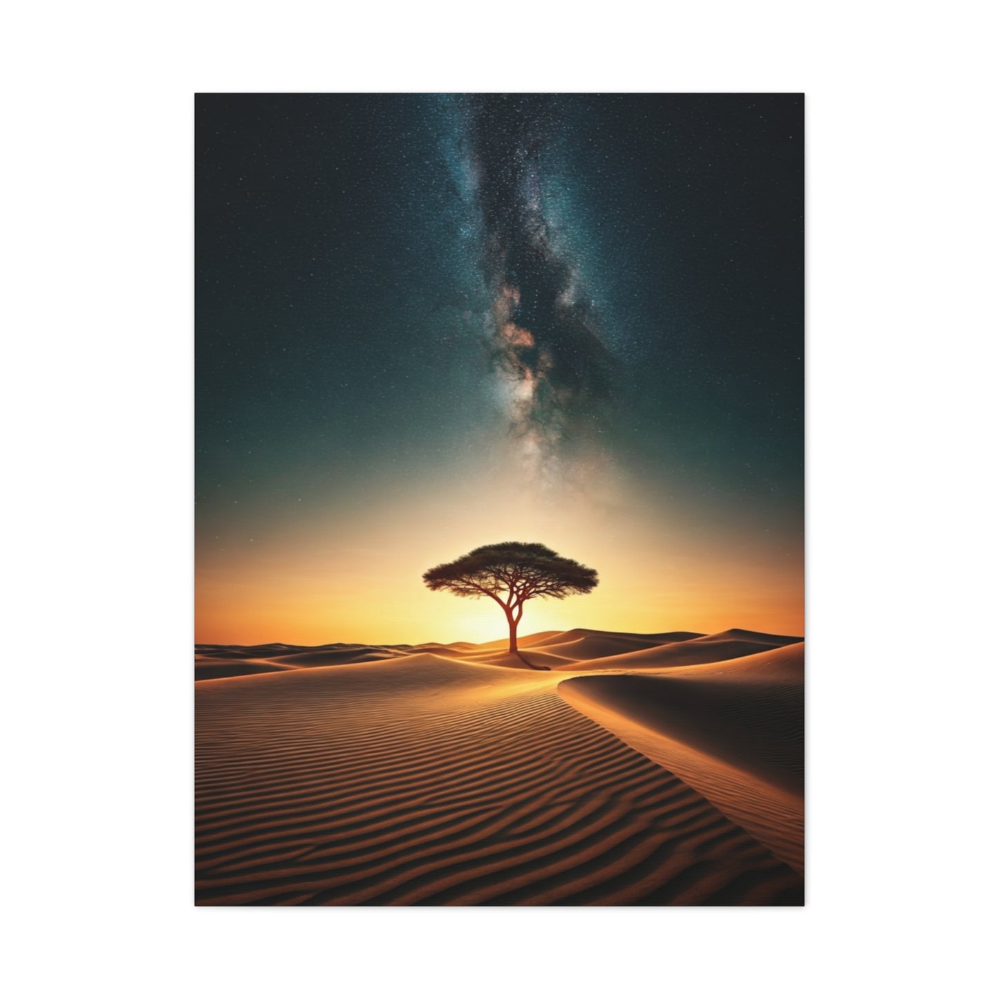 Lone Acacia Under the Cosmic Sky Wall Art & Canvas Prints