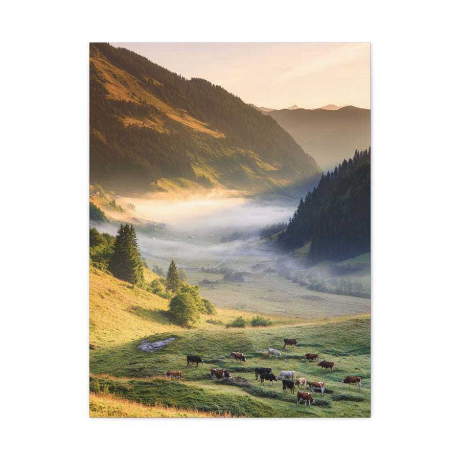 Alpine Valley Morning Pasture Wall Art & Canvas Print