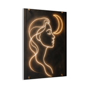 Neon Crescent Muse Line Art Wall Art & Canvas Print