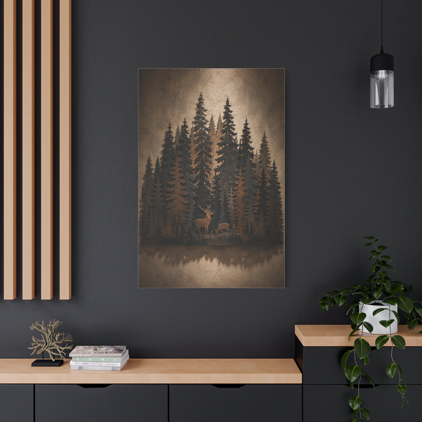 Forest Wildlife Silhouette Scene Trees Wall Art & Canvas Print