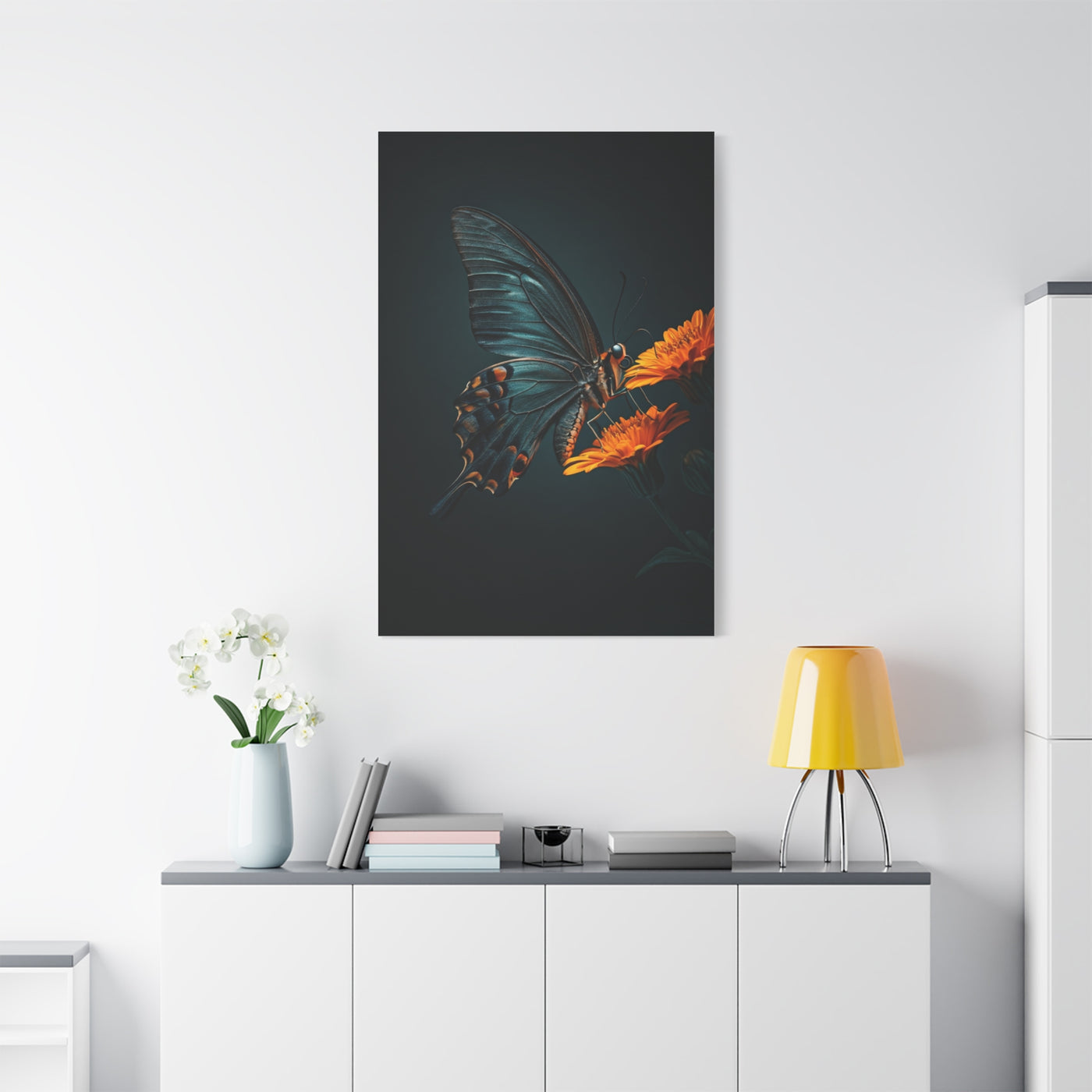 Dark Swallowtail Butterfly on Orange Blossoms Wall Art & Canvas Prints