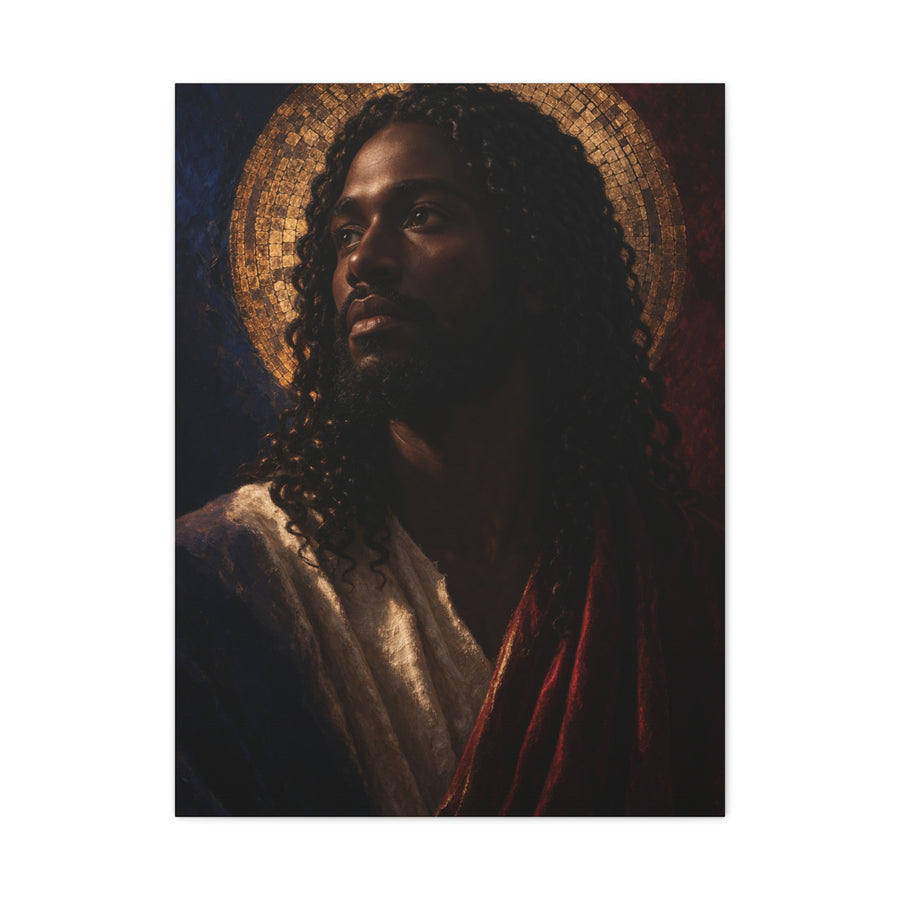 Christ with Golden Halo Contemporary Portrait Wall Art & Canvas Print