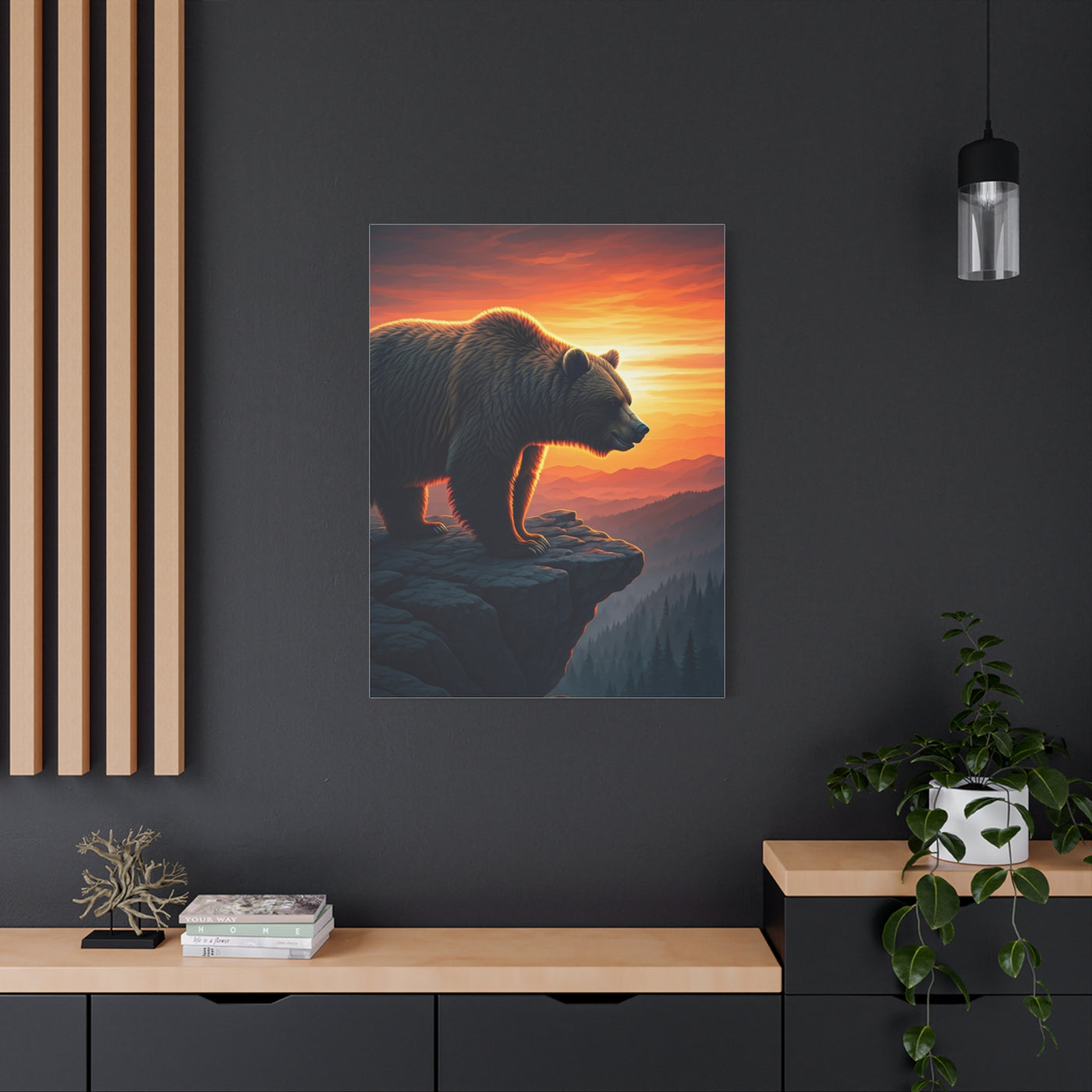 Sunset Cliff Grizzly Bear Wall Art & Canvas Prints