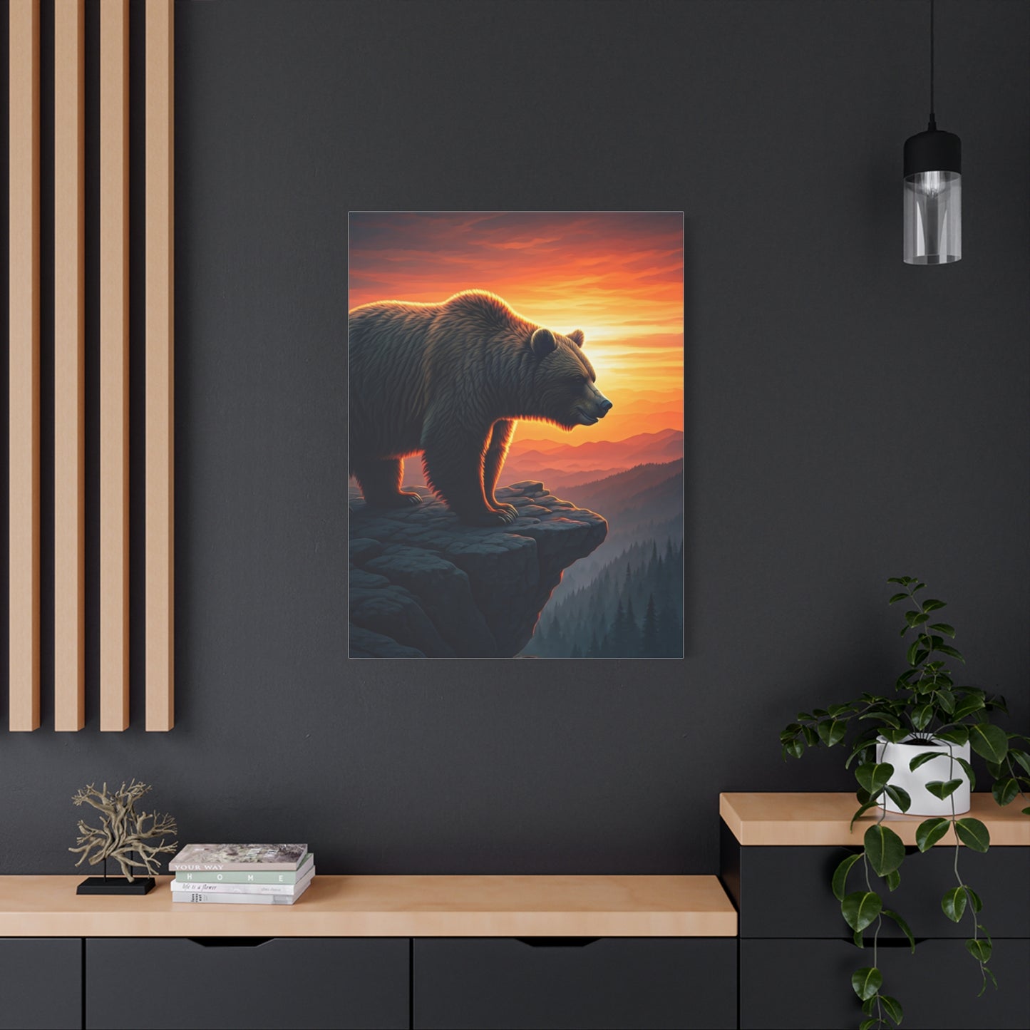 Sunset Cliff Grizzly Bear Wall Art & Canvas Prints
