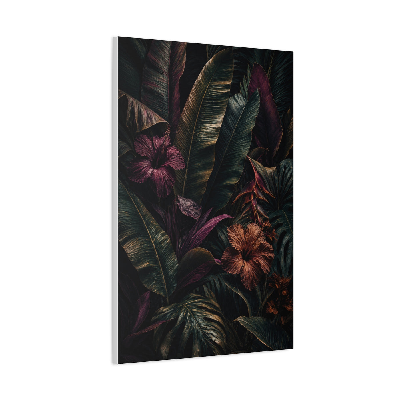 Dark Botanical Hibiscus Jungle Tropical Wall Art & Canvas Print