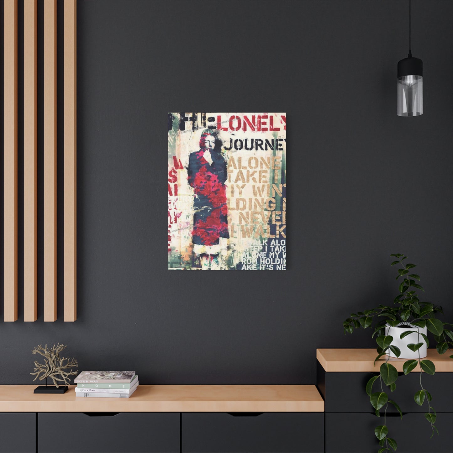 Lonely Journey Waterfall Abstract Painting Mixed Media Wall Art & Canvas Prints