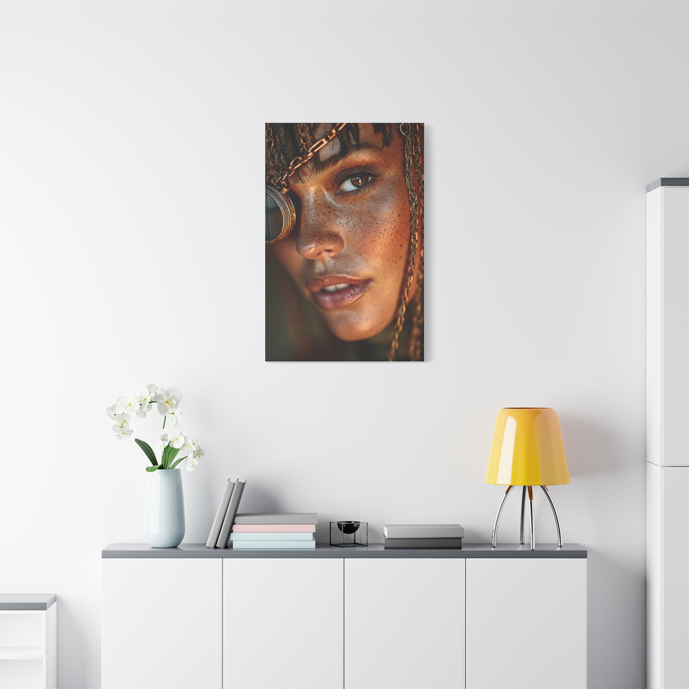 Copper Monocle Freckled Portrait Wall Art & Canvas Print