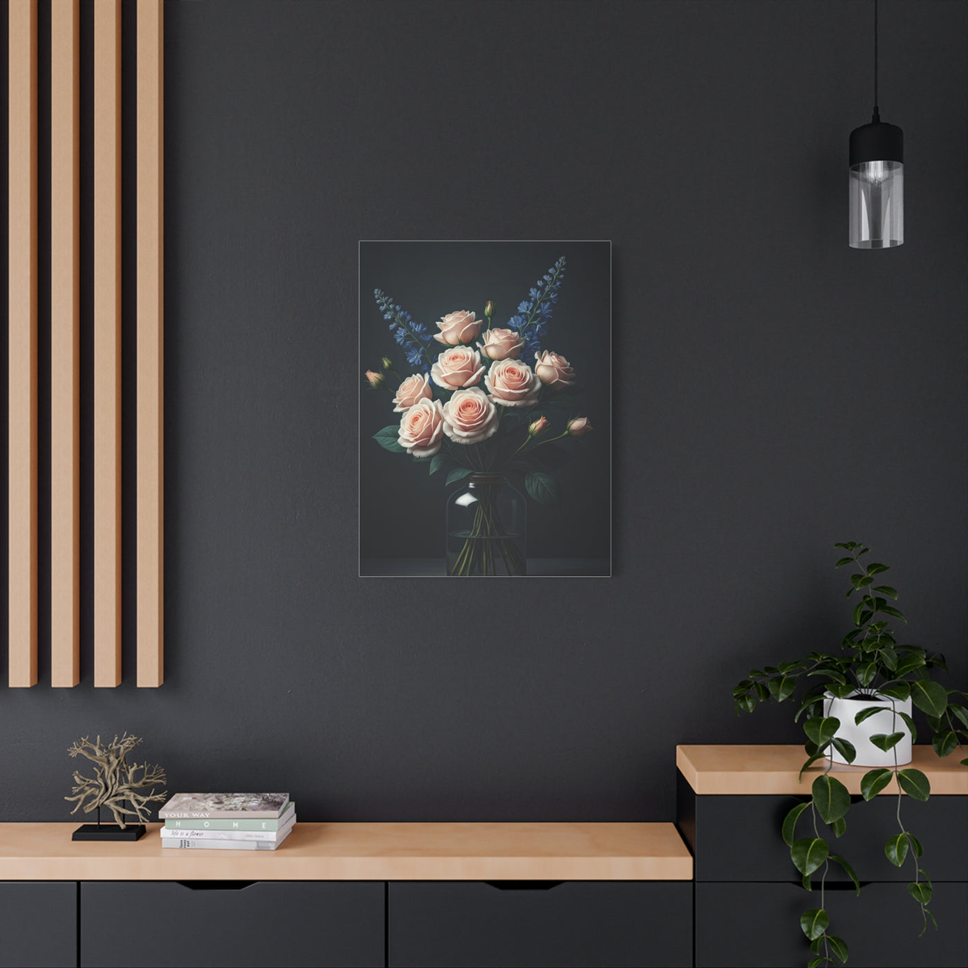 Blush Rose Bouquet in Glass Vase Wall Art & Canvas Prints