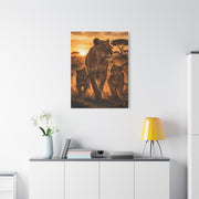 Lioness with Cubs Golden Path Wall Art & Canvas Print