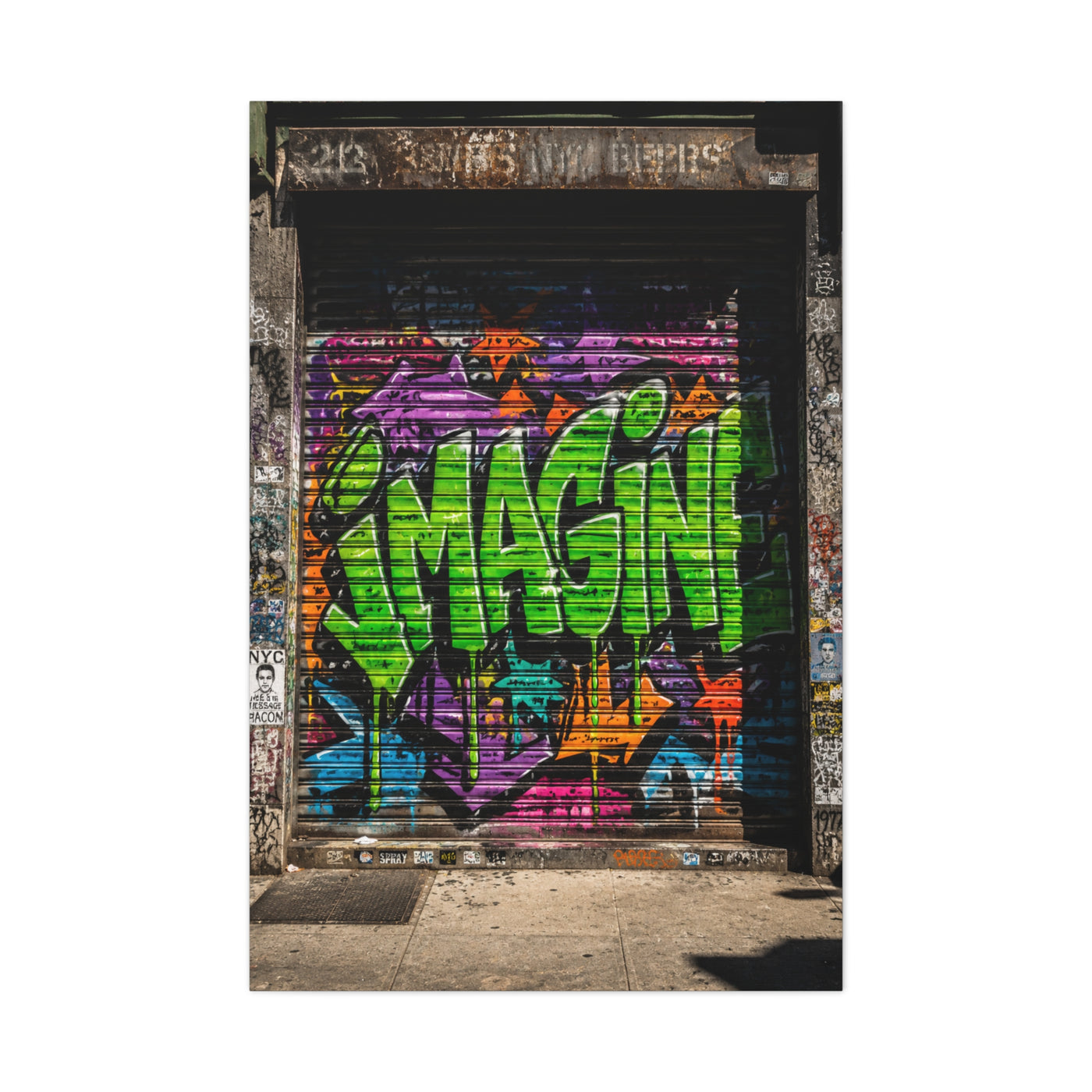 Imagine Graffiti Alley Door Street Wall Art & Canvas Print