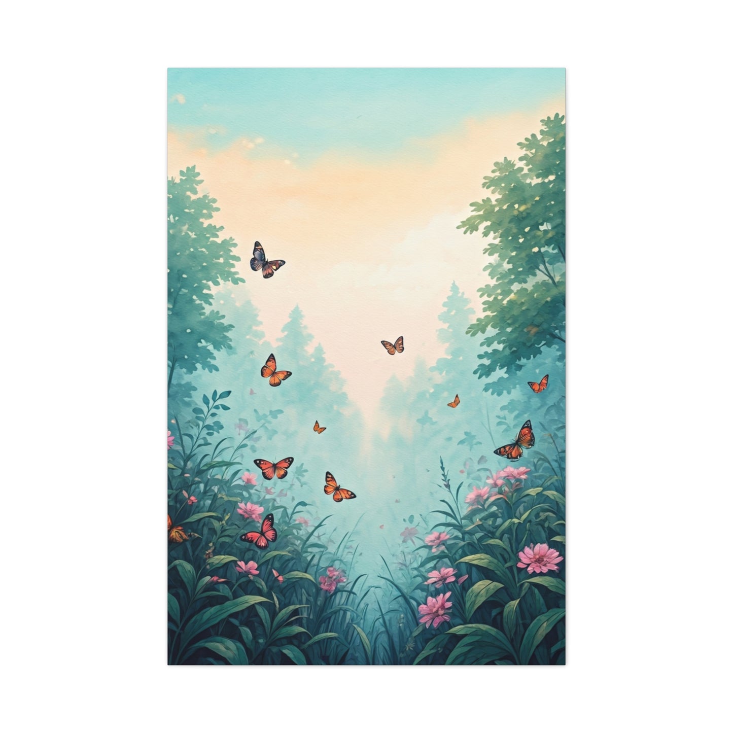Enchanted Garden Butterfly Scene Wall Art & Canvas Prints