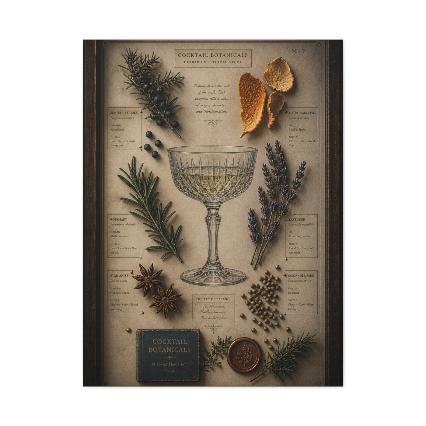 Cocktail Botanical Herbarium Study Wall Art & Canvas Print
