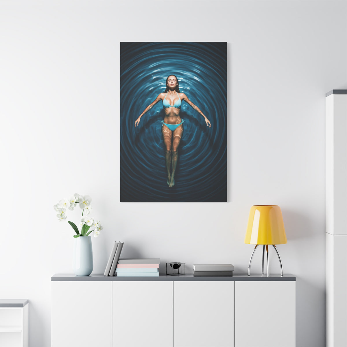Floating Serenity in Deep Blue Pool Wall Art & Canvas Prints
