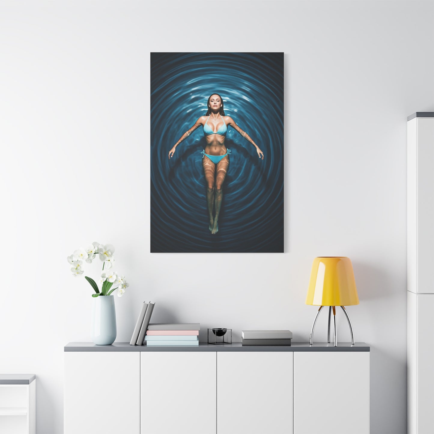 Floating Serenity in Deep Blue Pool Wall Art & Canvas Prints