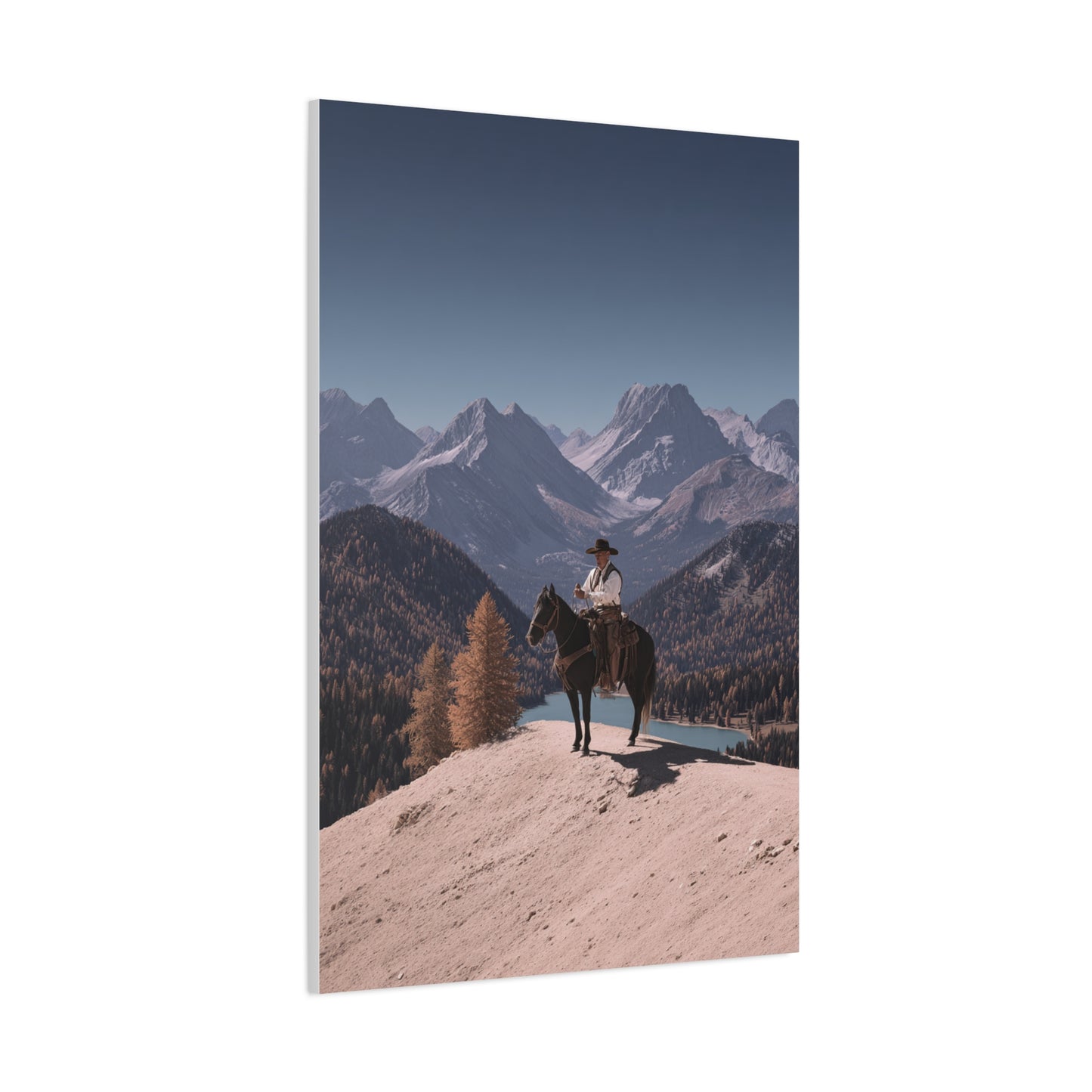 Mountain Overlook Cowboy Wall Art & Canvas Print