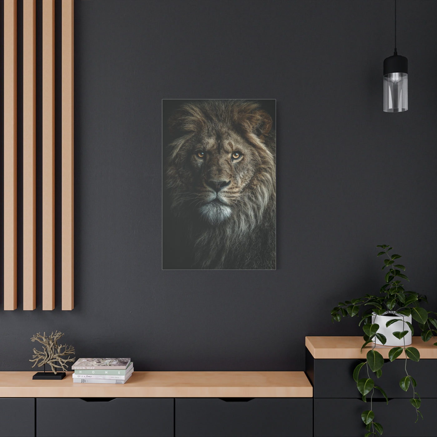 Lion Close Portrait Intense Gaze Wall Art & Canvas Print