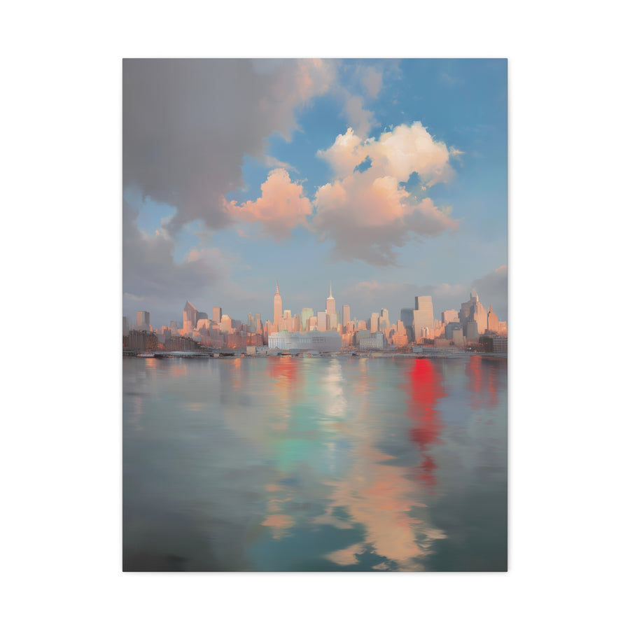 New York Skyline Pastel Dawn Serenity Wall Art & Canvas Print