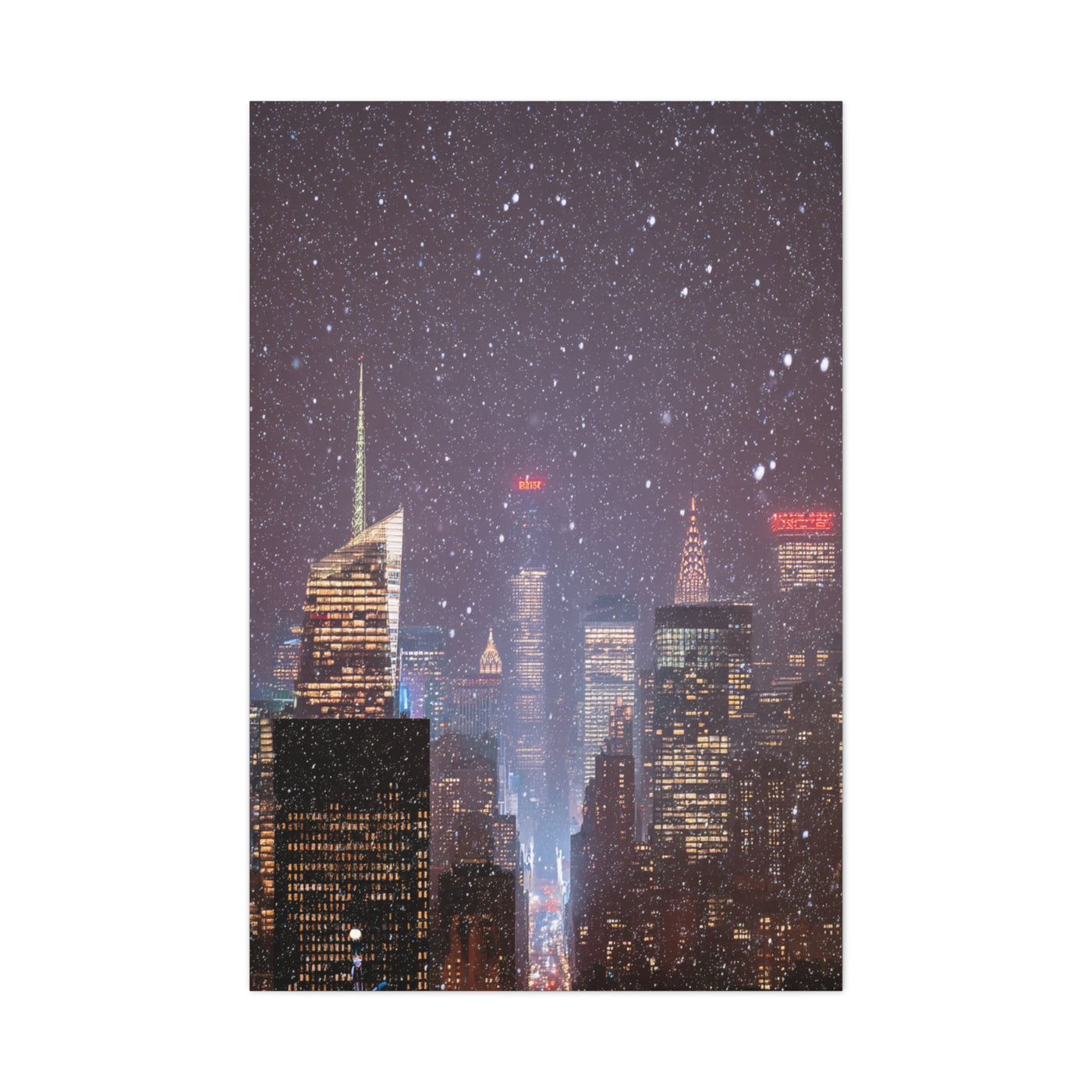 New York Winter Snowfall Skyline Wall Art & Canvas Print
