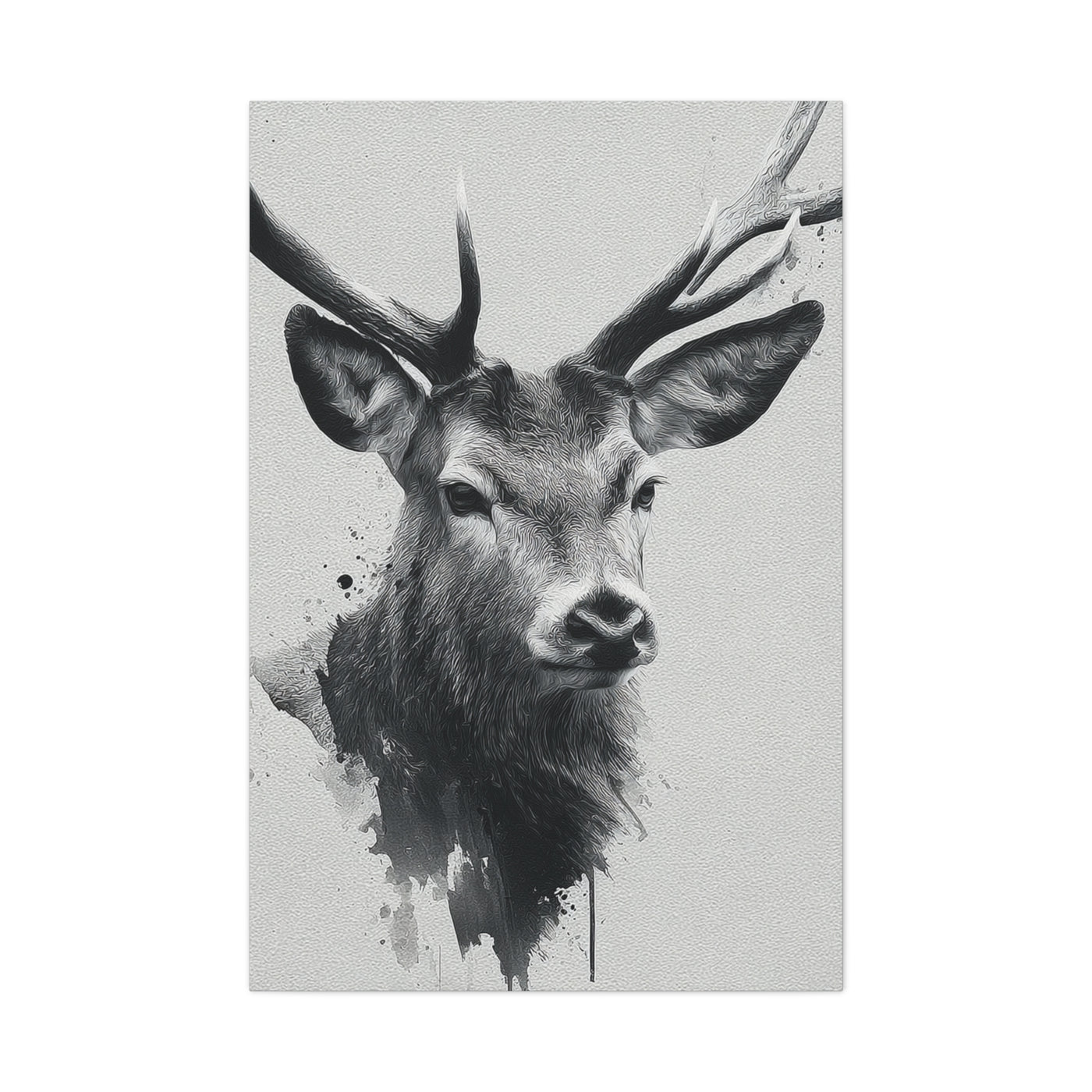 Minimal Ink Wash Deer Portrait Wall Art & Canvas Print