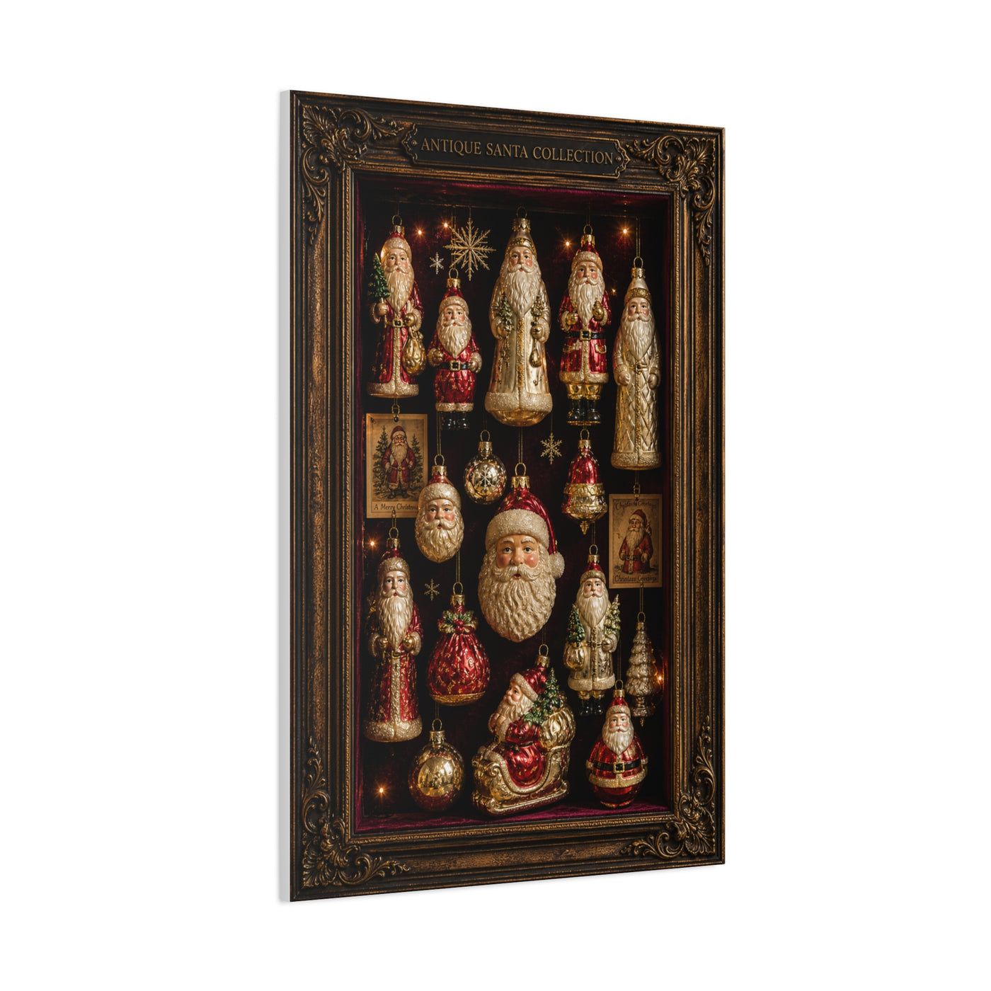 Antique Glass Santa Ornament Shadowbox Wall Art & Canvas Print