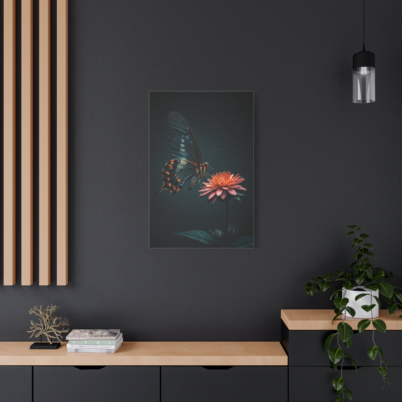 Swallowtail Butterfly and Pink Garden Flower Wall Art & Canvas Prints