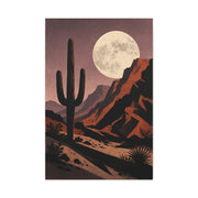 Desert Moonrise Cactus Landscape Wall Art & Canvas Print