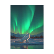 Arctic Fox Aurora Night Wall Art & Canvas Print
