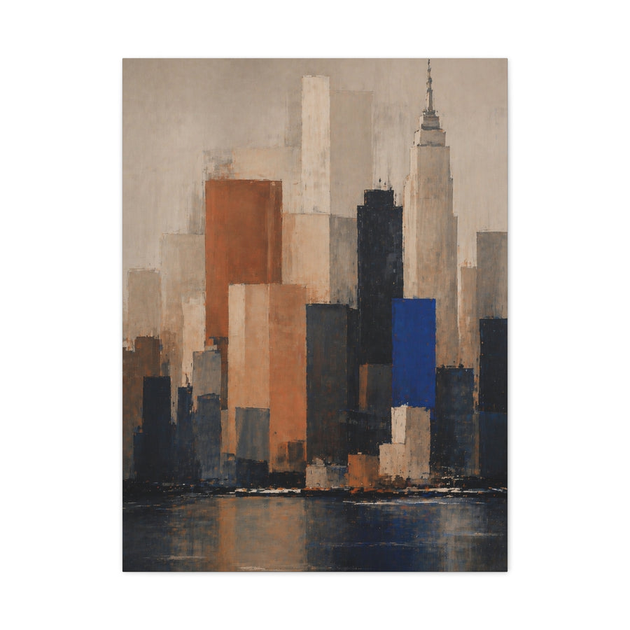 Modern Color Block Skyline Reflection Wall Art & Canvas Print