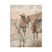 Surf Cowgirl Beach Horizon Scene Wall Art & Canvas Print