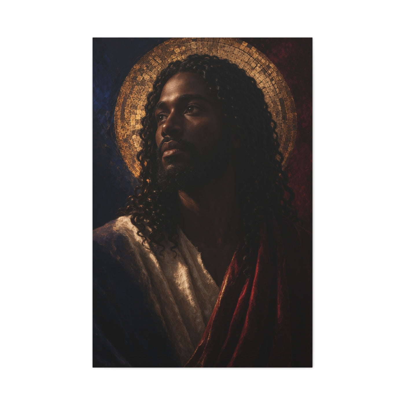 Christ with Golden Halo Contemporary Portrait Wall Art & Canvas Print