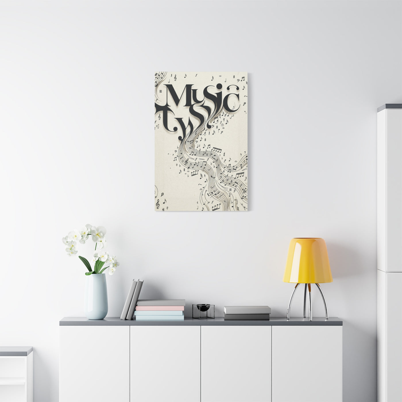 Flowing Typography Music Composition Wall Art & Canvas Print