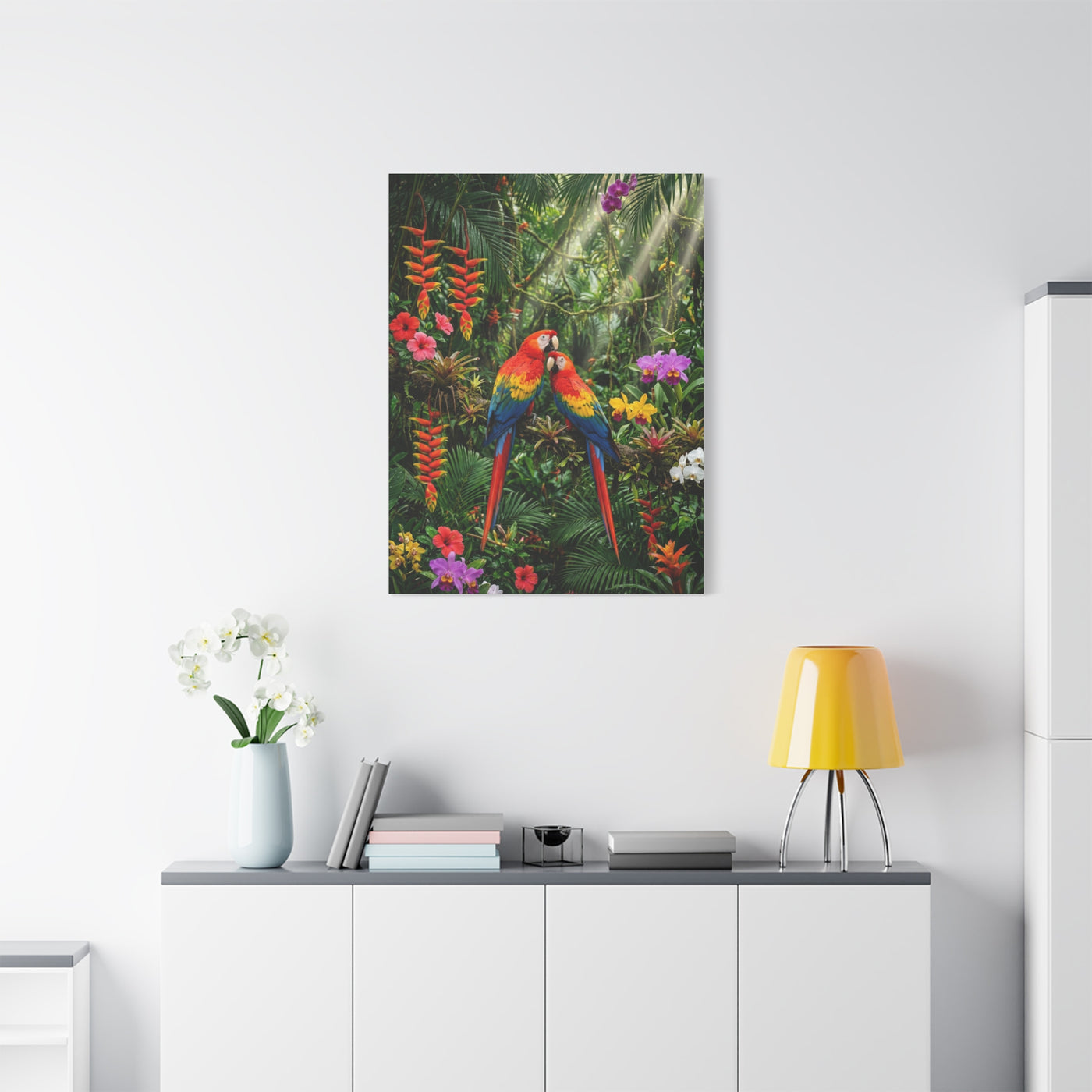 Vibrant Jungle Parrot Paradise Tropical Wall Art & Canvas Print