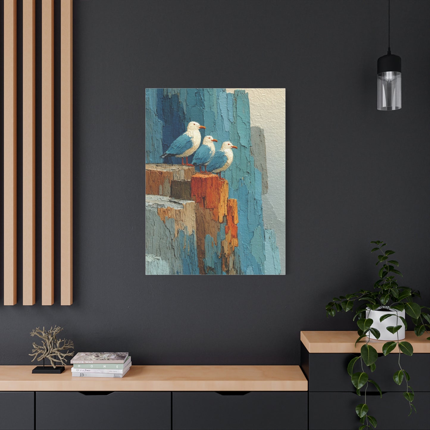 Seagull Trio Driftwood Relief Wall Art & Canvas Print