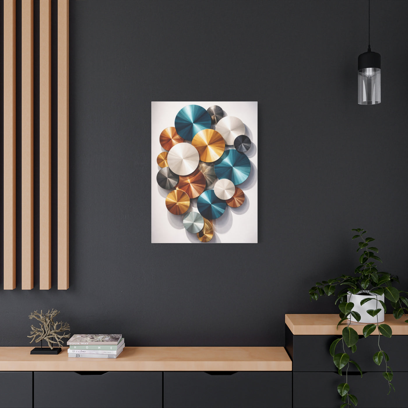Overlapping Multicolor Metal Circles Wall Art & Canvas Print