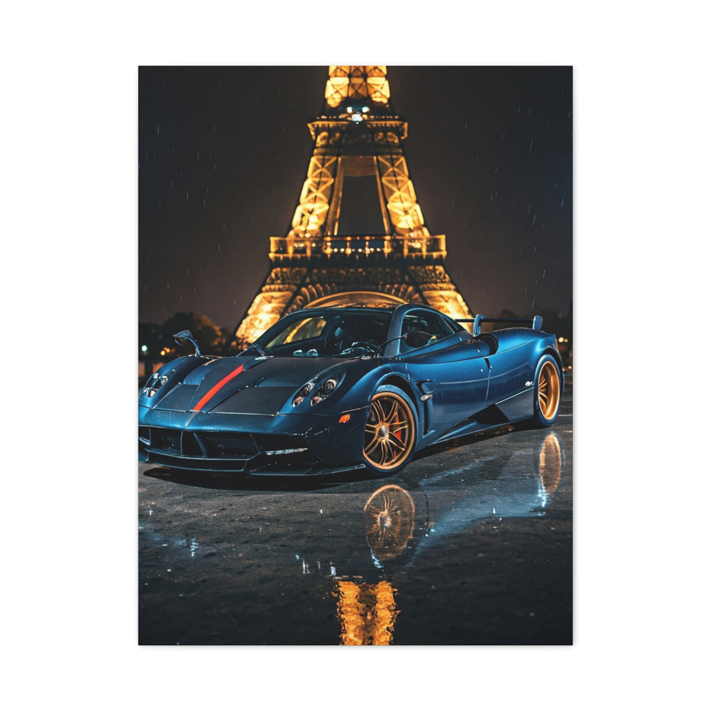 Pagani Huayra Paris Eiffel Tower Night Wall Art & Canvas Prints