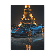 Pagani Huayra Paris Eiffel Tower Night Wall Art & Canvas Prints