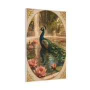 Lotus Pool Peacock Reflection Wall Art & Canvas Print