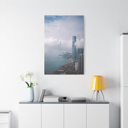 Hong Kong Foggy Harbor Skyline Wall Art & Canvas Print