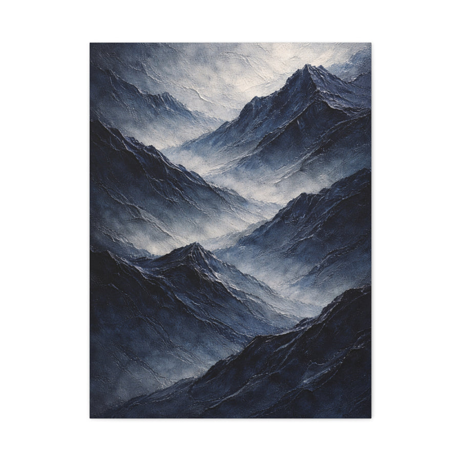 Textured Navy Mountain Horizon Wall Art & Canvas Print