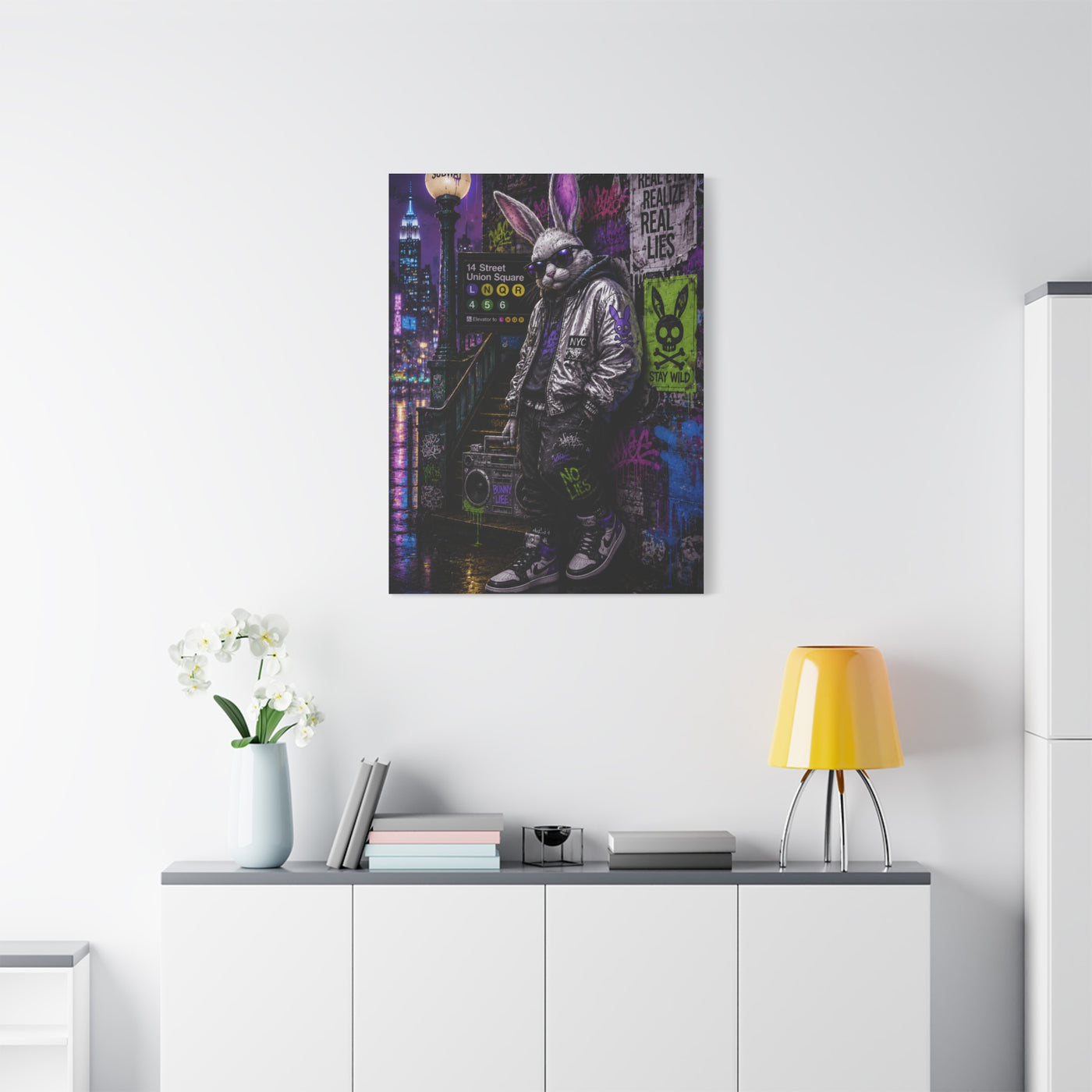 Urban Rebel Bunny NYC Street Wall Art & Canvas Print
