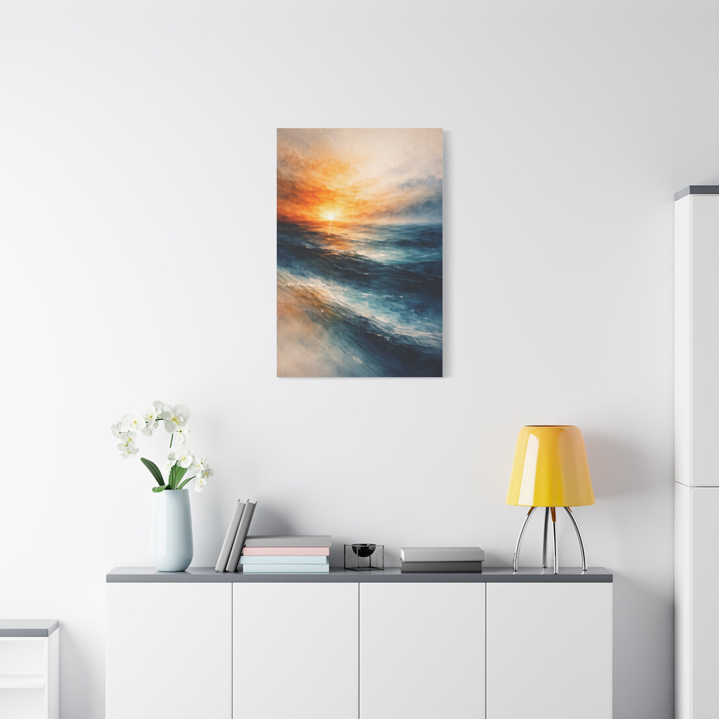 Ocean Sunrise Orange Horizon Wall Art & Canvas Print