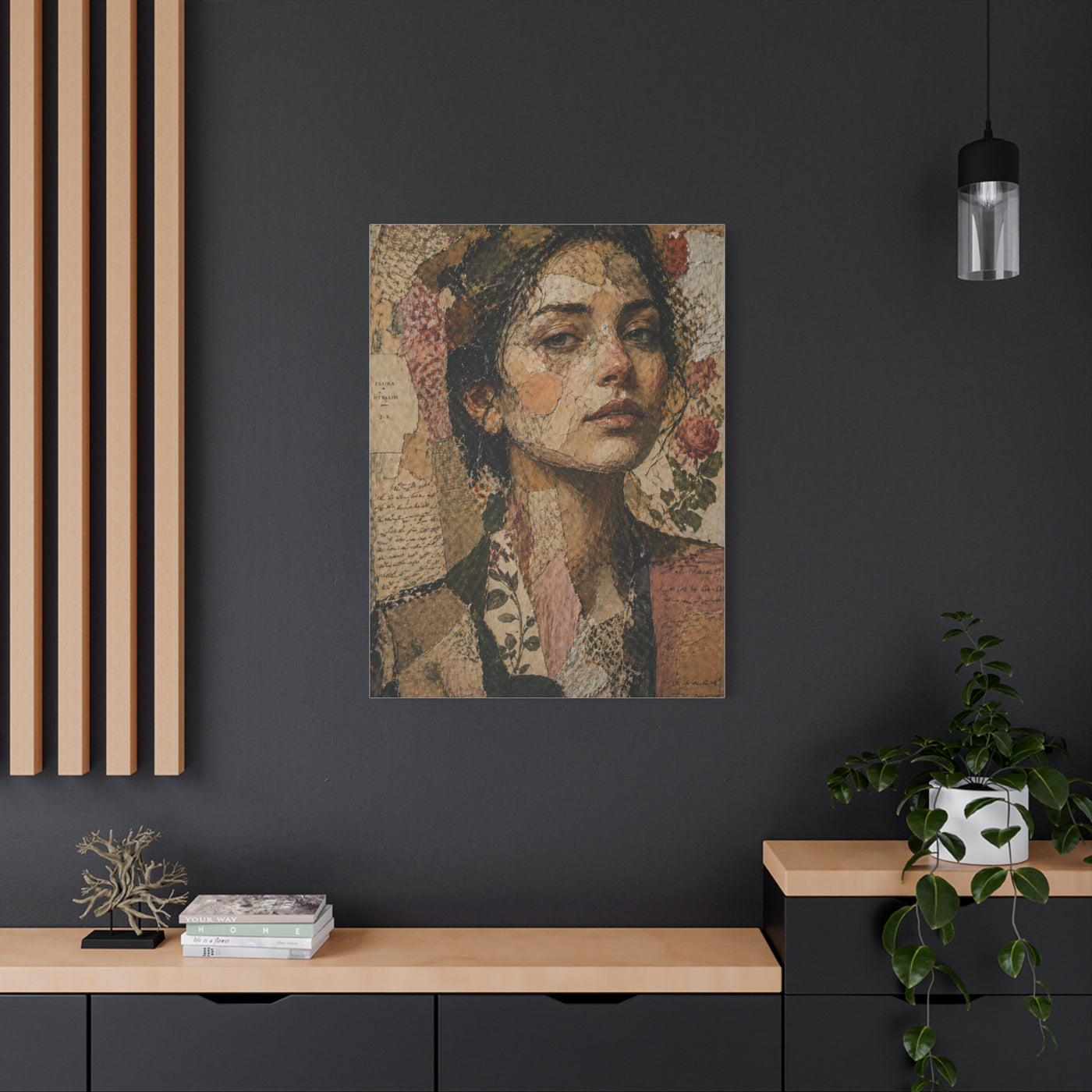 Mixed-Media Feminine Portrait Collage Wall Art & Canvas Print
