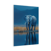 Elephant Blue Hour Reflection Wall Art & Canvas Print
