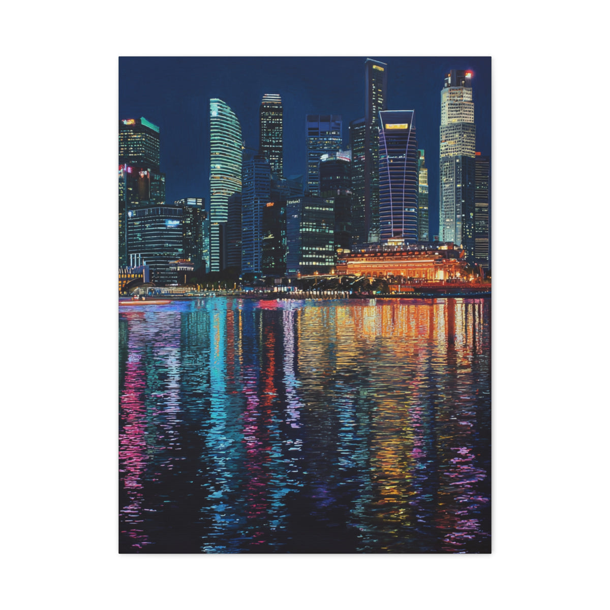 Singapore Skyline Marina Bay Night Reflections Wall Art & Canvas Print