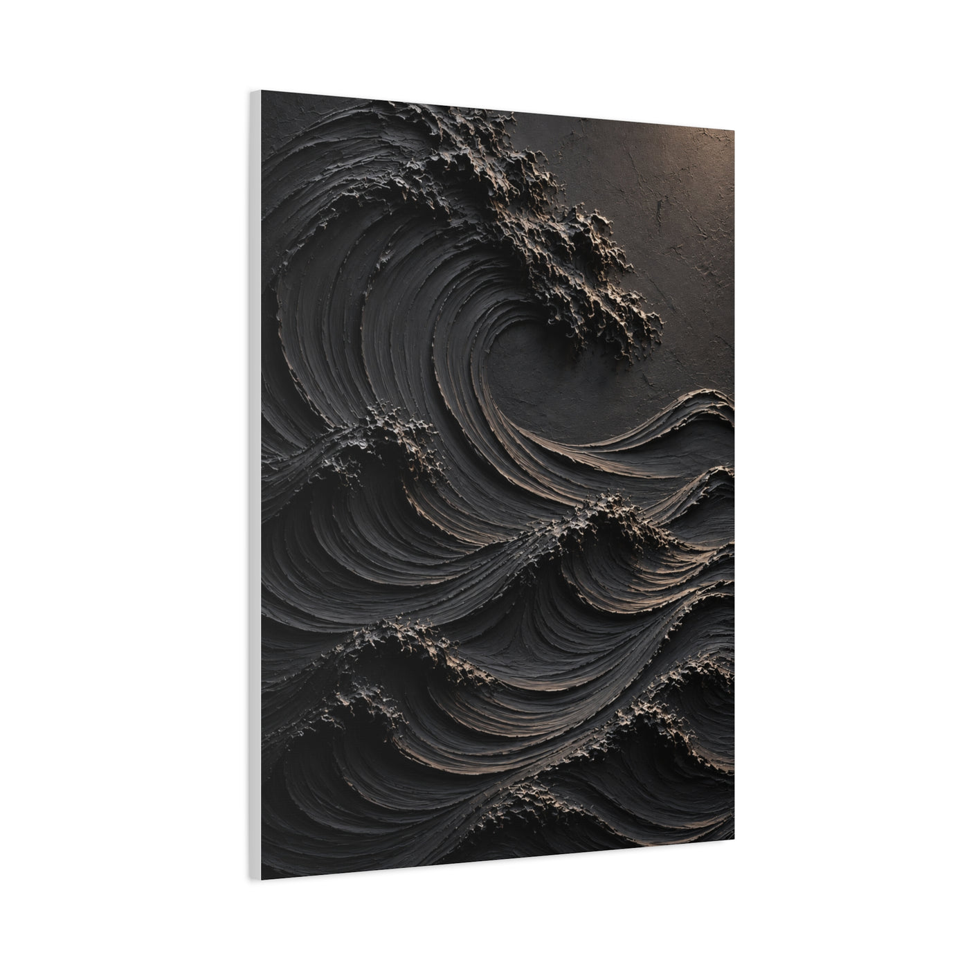 Matte Black Sculptural Ocean Motion Wall Art & Canvas Print