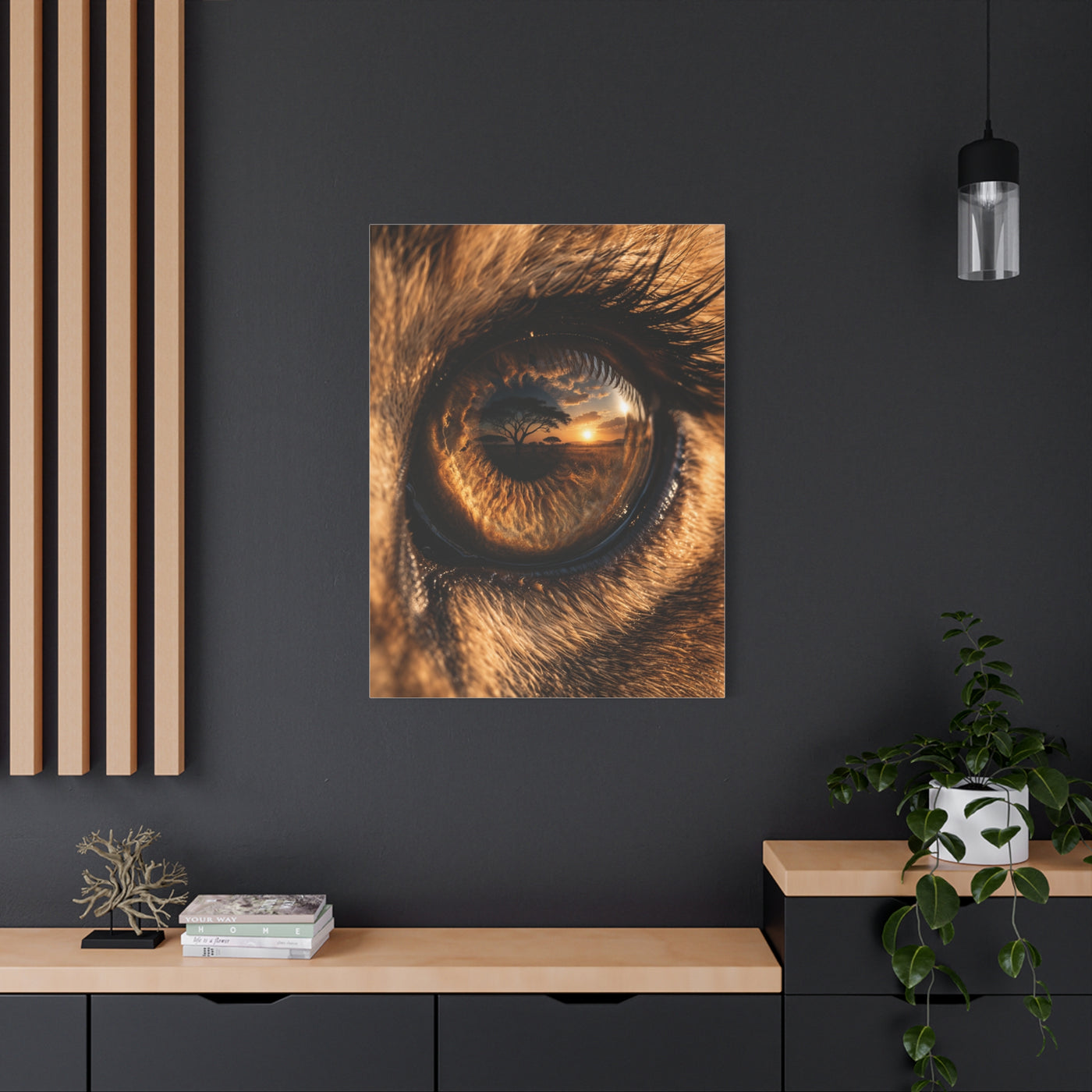 Lion Eye Reflection Macro Wall Art & Canvas Print