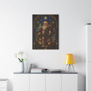 Stained Glass Santa and Reindeer Wall Art & Canvas Print