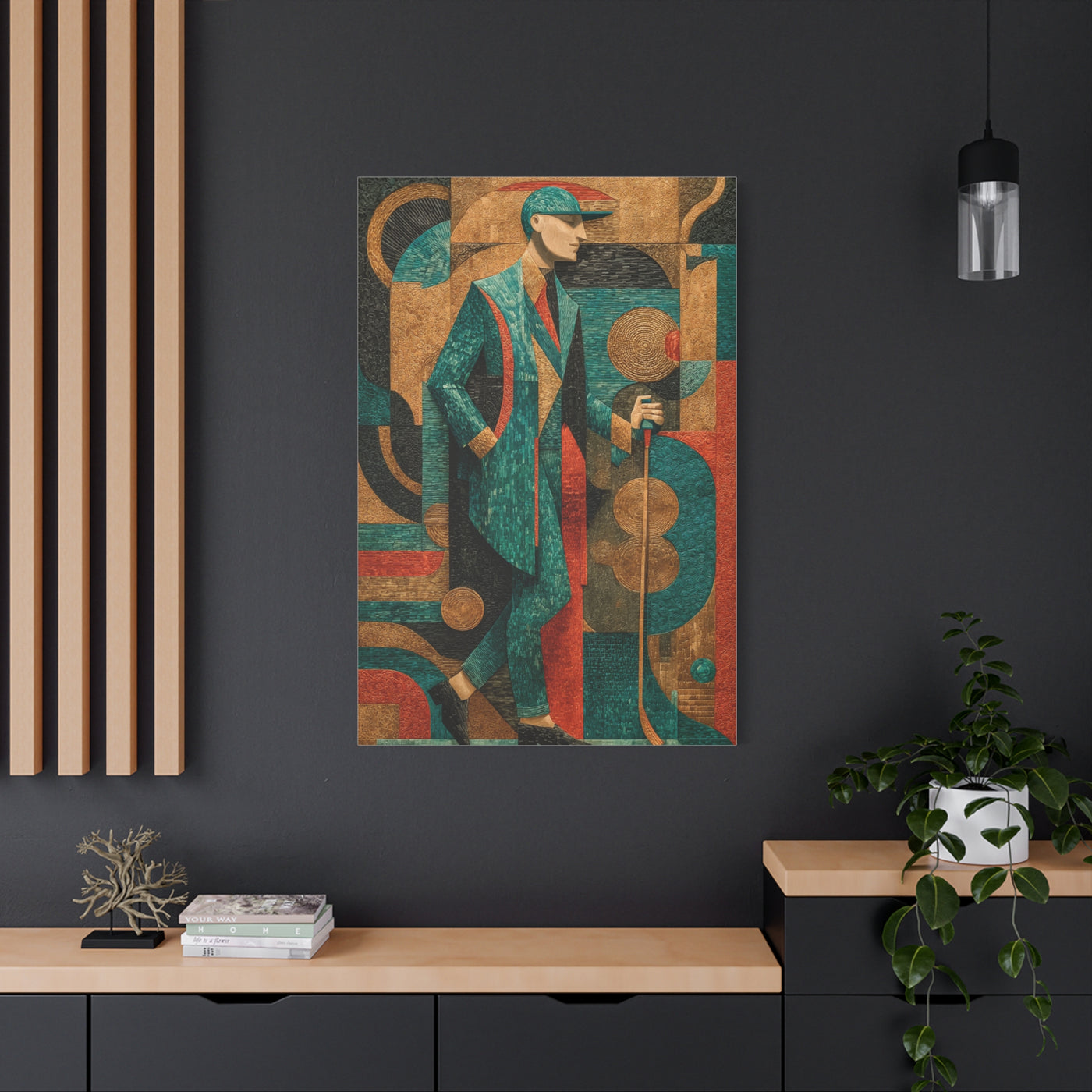 Art Deco Golfer Graphic Composition Wall Art & Canvas Print