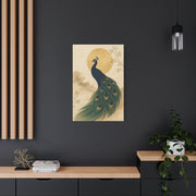 Japandi Moon Peacock Minimal Wall Art & Canvas Print
